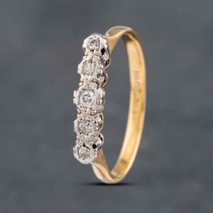 Pre-Owned Vintage Yellow Gold 0.08ct Brilliant Cut Diamond Platinum Head 5 Stone Half Eternity Ring 41382766 Pre-Owned Vintage Yellow Gold 0.08ct Brilliant Cut Diamond Platinum Head 5 Stone Half Eternity Ring 41382766
