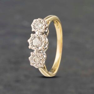 Pre-Owned Vintage 18ct Yellow Gold 0.20ct Brilliant Cut Diamond Platinum Head Three Stone Ring 41382808 Pre-Owned Vintage 18ct Yellow Gold 0.20ct Brilliant Cut Diamond Platinum Head Three Stone Ring 41382808