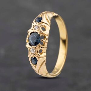 Pre-Owned Vintage Yellow Gold Sapphire & 0.04ct Diamond Five Stone Ring 41382871 Pre-Owned Vintage Yellow Gold Sapphire & 0.04ct Diamond Five Stone Ring 41382871