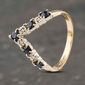 Pre-Owned 9ct Yellow Gold Sapphire & 0.04ct Diamond Half Wishbone Ring 41383033 Pre-Owned 9ct Yellow Gold Sapphire & 0.04ct Diamond Half Wishbone Ring 41383033