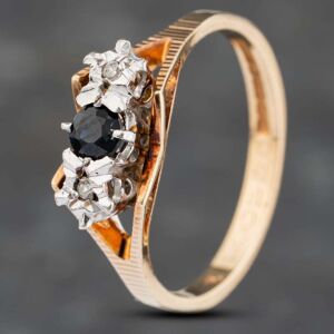 Pre-Owned 9ct Yellow Gold Sapphire & Brilliant Cut Diamond Three Stone Ring 41383068 Pre-Owned 9ct Yellow Gold Sapphire & Brilliant Cut Diamond Three Stone Ring 41383068