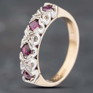 Pre-Owned 9ct Yellow Gold Ruby & 0.03ct Diamond Half Eternity Ring 41383077 Pre-Owned 9ct Yellow Gold Ruby & 0.03ct Diamond Half Eternity Ring 41383077