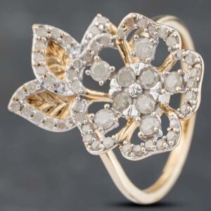 Pre-Owned 9ct Yellow Gold 0.50ct Brilliant Cut Diamond Poppy Flower Cluster Ring 41383094 Pre-Owned 9ct Yellow Gold 0.50ct Brilliant Cut Diamond Poppy Flower Cluster Ring 41383094