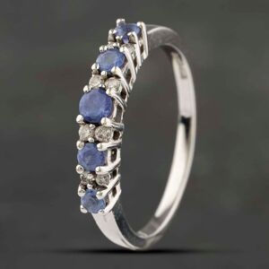 Pre-Owned 9ct White Gold Tanzanite & Diamond Half Eternity Ring 41383134 Pre-Owned 9ct White Gold Tanzanite & Diamond Half Eternity Ring 41383134
