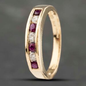 Pre-Owned 14ct Yellow Gold Ruby & 0.15ct Diamond Channel Set Half Eternity Ring 41383139 Pre-Owned 14ct Yellow Gold Ruby & 0.15ct Diamond Channel Set Half Eternity Ring 41383139