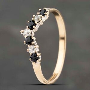 Pre-Owned 9ct Yellow Gold Sapphire & Cubic Zirconia Half Wishbone Ring 41383151 Pre-Owned 9ct Yellow Gold Sapphire & Cubic Zirconia Half Wishbone Ring 41383151