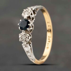 Pre-Owned Vintage Yellow Gold Sapphire & 0.03ct Diamond Three Stone Ring 41383152 Pre-Owned Vintage Yellow Gold Sapphire & 0.03ct Diamond Three Stone Ring 41383152