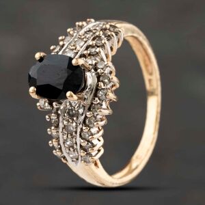 Pre-Owned 9ct Yellow Gold Sapphire & 0.33ct Diamond Oval Dress Ring 41383156 Pre-Owned 9ct Yellow Gold Sapphire & 0.33ct Diamond Oval Dress Ring 41383156