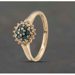 Pre-Owned 9ct Yellow Gold Apatite & 0.08ct Diamond Round Cluster Ring 41383276 Pre-Owned 9ct Yellow Gold Apatite & 0.08ct Diamond Round Cluster Ring 41383276