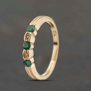 Pre-Owned 9ct Yellow Gold Emerald & 0.01ct Diamond Five Stone Ring 41383279 Pre-Owned 9ct Yellow Gold Emerald & 0.01ct Diamond Five Stone Ring 41383279