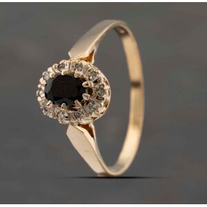 Pre-Owned 9ct Yellow Gold Sapphire & 0.10ct Diamond Oval Cluster Ring 41383281 Pre-Owned 9ct Yellow Gold Sapphire & 0.10ct Diamond Oval Cluster Ring 41383281