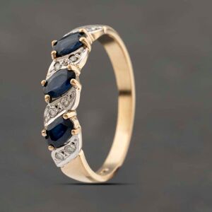 Pre-Owned 9ct Yellow Gold Sapphire & 0.08ct Diamond Half Eternity Ring 41383284 Pre-Owned 9ct Yellow Gold Sapphire & 0.08ct Diamond Half Eternity Ring 41383284