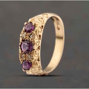 Pre-Owned Vintage 9ct Yellow Gold Ruby & 0.04ct Diamond Seven Stone Ring 41383290 Pre-Owned Vintage 9ct Yellow Gold Ruby & 0.04ct Diamond Seven Stone Ring 41383290