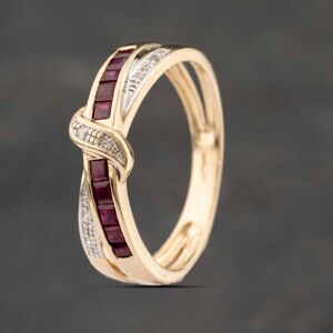 Pre-Owned 9ct Yellow Gold Ruby & Diamond Crossover Ring 41383292 Pre-Owned 9ct Yellow Gold Ruby & Diamond Crossover Ring 41383292