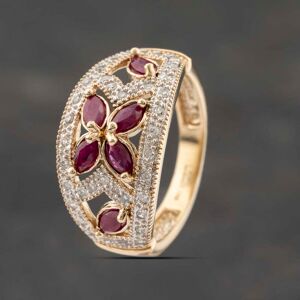 Pre-Owned 9ct Yellow Gold Ruby & Diamond Flower Dress Ring 41383293 Pre-Owned 9ct Yellow Gold Ruby & Diamond Flower Dress Ring 41383293