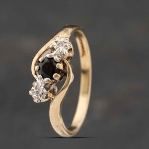 Pre-Owned 9ct Yellow Gold Sapphire & Diamond Twist Three Stone Ring 41383299 Pre-Owned 9ct Yellow Gold Sapphire & Diamond Twist Three Stone Ring 41383299