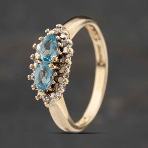 Pre-Owned 9ct Yellow Gold Blue Topaz & Diamond Cluster Ring 41383304 Pre-Owned 9ct Yellow Gold Blue Topaz & Diamond Cluster Ring 41383304