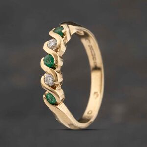 Pre-Owned 9ct Yellow Gold Emerald & Diamond Half Eternity Ring 41383309 Pre-Owned 9ct Yellow Gold Emerald & Diamond Half Eternity Ring 41383309