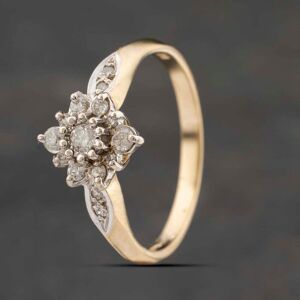 Pre-Owned 9ct Yellow Gold 0.33ct Diamond Flower Cluster Ring 41383324 Pre-Owned 9ct Yellow Gold 0.33ct Diamond Flower Cluster Ring 41383324