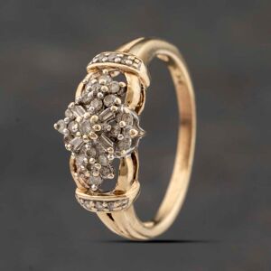 Pre-Owned 9ct Yellow Gold 0.25ct Diamond Cluster Ring 41383326 Pre-Owned 9ct Yellow Gold 0.25ct Diamond Cluster Ring 41383326