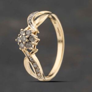Pre-Owned 9ct Yellow Gold 0.25ct Diamond With Crossover Shoulders Cluster Ring 41383332 Pre-Owned 9ct Yellow Gold 0.25ct Diamond With Crossover Shoulders Cluster Ring 41383332