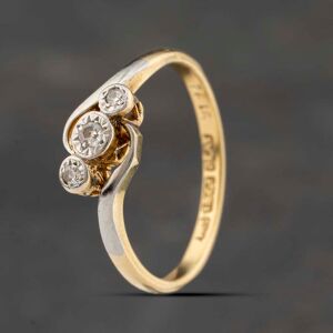 Pre-Owned Vintage Yellow Gold 0.07ct Diamond Twist Three Stone Ring 41383340 Pre-Owned Vintage Yellow Gold 0.07ct Diamond Twist Three Stone Ring 41383340