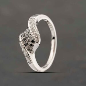 Pre-Owned 9ct White Gold 0.25ct Black & White Diamond Set Dress Ring 41383352 Pre-Owned 9ct White Gold 0.25ct Black & White Diamond Set Dress Ring 41383352
