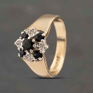 Pre-Owned 9ct Yellow Gold Sapphire & Diamond Cluster Ring 41383368 Pre-Owned 9ct Yellow Gold Sapphire & Diamond Cluster Ring 41383368