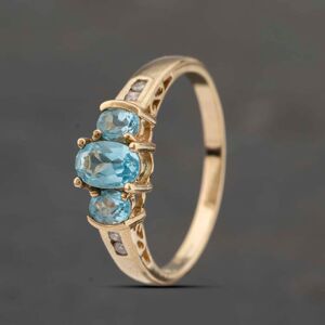 Pre-Owned 9ct Yellow Gold Blue Topaz & Diamond Oval Seven Stone Ring 41383391 Pre-Owned 9ct Yellow Gold Blue Topaz & Diamond Oval Seven Stone Ring 41383391