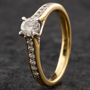 Pre-Owned 18ct Yellow Gold 0.36ct Brilliant Cut Diamond Shoulder Set Solitaire Ring 4148065 Pre-Owned 18ct Yellow Gold 0.36ct Brilliant Cut Diamond Shoulder Set Solitaire Ring 4148065