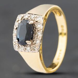 Pre-Owned Vintage 18ct Yellow Gold Sapphire & Brilliant Cut Diamond Oval Cluster Ring 41481105 Pre-Owned Vintage 18ct Yellow Gold Sapphire & Brilliant Cut Diamond Oval Cluster Ring 41481105