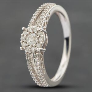 Pre-Owned 9ct White Gold 0.50ct Brilliant Cut Diamond Split Shoulder Cluster Ring 41481139 Pre-Owned 9ct White Gold 0.50ct Brilliant Cut Diamond Split Shoulder Cluster Ring 41481139