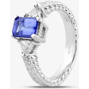 Pre-Owned 14ct White Gold Emerald Cut Tanzanite & Trillion Cut Diamond Three Stone Ring 41481270 Pre-Owned 14ct White Gold Emerald Cut Tanzanite & Trillion Cut Diamond Three Stone Ring 41481270