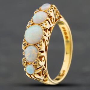 Pre-Owned Vintage 18ct Yellow Gold Opal & Single Cut Diamond Graduated Dress Ring 41481328 Pre-Owned Vintage 18ct Yellow Gold Opal & Single Cut Diamond Graduated Dress Ring 41481328