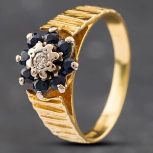 Pre-Owned 18ct Yellow Gold Sapphire & Diamond Flower Bark Textured Cluster Ring 41481422 Pre-Owned 18ct Yellow Gold Sapphire & Diamond Flower Bark Textured Cluster Ring 41481422