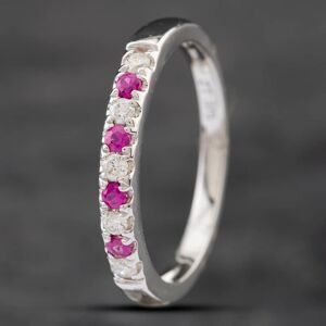 Pre-Owned 9ct White Gold Ruby & Diamond Half Eternity Ring 41481489 Pre-Owned 9ct White Gold Ruby & Diamond Half Eternity Ring 41481489