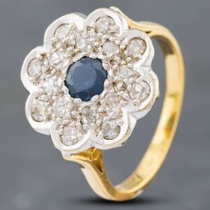 Pre-Owned 9ct Yellow Gold Sapphire & Diamond Pave Flower Cluster Ring 41481532 Pre-Owned 9ct Yellow Gold Sapphire & Diamond Pave Flower Cluster Ring 41481532