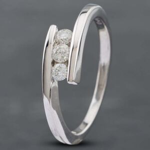 Pre-Owned 18ct White Gold 0.25ct Brilliant Cut Diamond Crossover Three Stone Ring 41481535 Pre-Owned 18ct White Gold 0.25ct Brilliant Cut Diamond Crossover Three Stone Ring 41481535