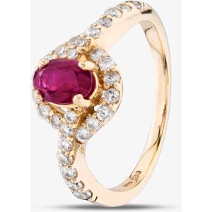 Pre-Owned 14ct Yellow Gold 1.14ct Oval Cut Ruby & 0.66ct Brilliant Cut Diamond Cluster Ring 41481601 Pre-Owned 14ct Yellow Gold 1.14ct Oval Cut Ruby & 0.66ct Brilliant Cut Diamond Cluster Ring 41481601