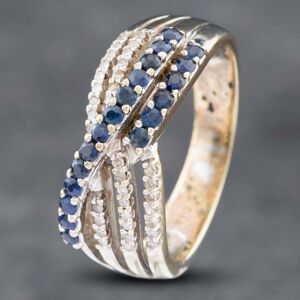 Pre-Owned 9ct Yellow Gold Sapphire & Brilliant Cut Diamond Crossover Ring 41481641 Pre-Owned 9ct Yellow Gold Sapphire & Brilliant Cut Diamond Crossover Ring 41481641