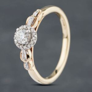 Pre-Owned 9ct Yellow Gold 0.33ct Brilliant Cut Diamond Halo Cluster Ring 41481645 Pre-Owned 9ct Yellow Gold 0.33ct Brilliant Cut Diamond Halo Cluster Ring 41481645