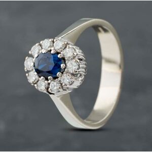Pre-Owned 9ct White Gold Sapphire & 0.50ct Brilliant Cut Diamond Oval Cluster Ring 41481762 Pre-Owned 9ct White Gold Sapphire & 0.50ct Brilliant Cut Diamond Oval Cluster Ring 41481762