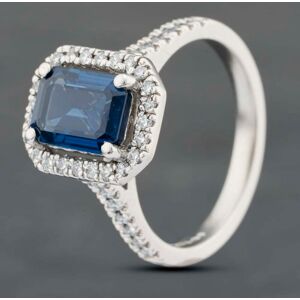 Pre-Owned Platinum Sapphire & 0.42ct Brilliant Cut Diamond Halo Cluster Ring 41481806 Pre-Owned Platinum Sapphire & 0.42ct Brilliant Cut Diamond Halo Cluster Ring 41481806