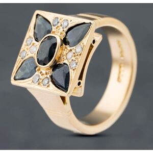 Pre-Owned 14ct Yellow Gold Sapphire & Brilliant Cut Diamond Square Set Cluster Ring 41481812 Pre-Owned 14ct Yellow Gold Sapphire & Brilliant Cut Diamond Square Set Cluster Ring 41481812