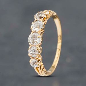 Pre-Owned Vintage Yellow Gold 0.78ct Brilliant Cut Diamond Five Stone Half Eternity Ring 41481854 Pre-Owned Vintage Yellow Gold 0.78ct Brilliant Cut Diamond Five Stone Half Eternity Ring 41481854