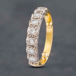 Pre-Owned 18ct Yellow Gold 0.50ct Brilliant Cut Diamond 7 Stone Half Eternity Ring 41481859 Pre-Owned 18ct Yellow Gold 0.50ct Brilliant Cut Diamond 7 Stone Half Eternity Ring 41481859