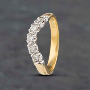 Pre-Owned 18ct Yellow Gold 0.25ct Brilliant Cut Diamond Five Stone Half Wishbone Ring 41481906 Pre-Owned 18ct Yellow Gold 0.25ct Brilliant Cut Diamond Five Stone Half Wishbone Ring 41481906