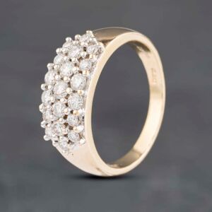 Pre-Owned 18ct Yellow Gold 0.75ct Brilliant Cut Diamond Three Row Ring 41481961 Pre-Owned 18ct Yellow Gold 0.75ct Brilliant Cut Diamond Three Row Ring 41481961