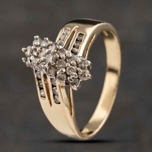 Pre-Owned 14ct Yellow Gold 0.50ct Brilliant Cut Diamond Three Row Twist Cluster Ring 41481996 Pre-Owned 14ct Yellow Gold 0.50ct Brilliant Cut Diamond Three Row Twist Cluster Ring 41481996