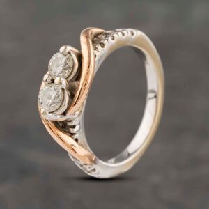 Pre-Owned 14ct Two Colour Gold 0.75ct Brilliant Cut Diamond Two Stone Ring 41482041 Pre-Owned 14ct Two Colour Gold 0.75ct Brilliant Cut Diamond Two Stone Ring 41482041